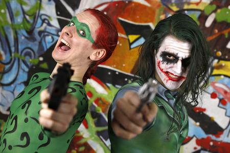 GEEK ART: Joker meets Riddler Bodypainting