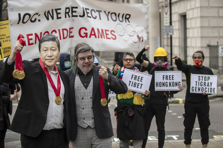 Demonstration gegen Menschenrechtsverletzungen in China in London