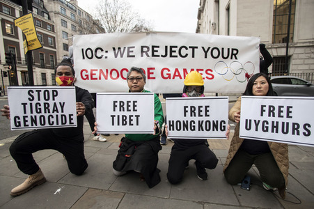 Demonstration gegen Menschenrechtsverletzungen in China in London