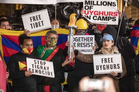 Demonstration gegen Menschenrechtsverletzungen in China in London