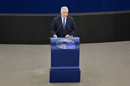 Rede von Iván Duque Márquez vor dem EU-Parlament in Straßburg