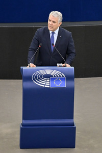 Rede von Iván Duque Márquez vor dem EU-Parlament in Straßburg