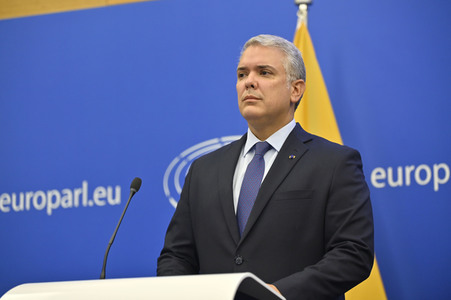Pressekonferenz mit Iván Duque Márquez im EU-Parlament in Straßburg