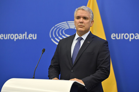 Pressekonferenz mit Iván Duque Márquez im EU-Parlament in Straßburg
