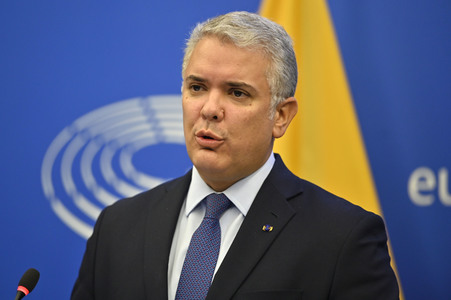 Pressekonferenz mit Iván Duque Márquez im EU-Parlament in Straßburg
