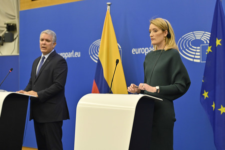 Pressekonferenz mit Iván Duque Márquez im EU-Parlament in Straßburg