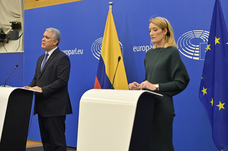 Pressekonferenz mit Iván Duque Márquez im EU-Parlament in Straßburg