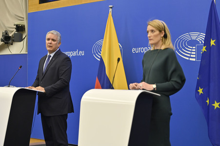 Pressekonferenz mit Iván Duque Márquez im EU-Parlament in Straßburg