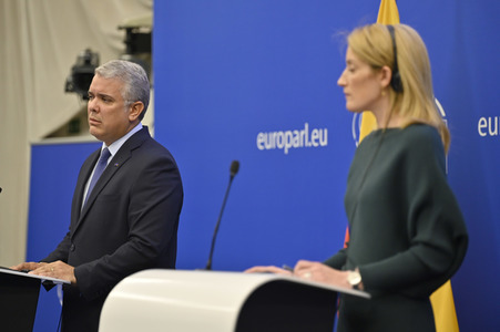 Pressekonferenz mit Iván Duque Márquez im EU-Parlament in Straßburg