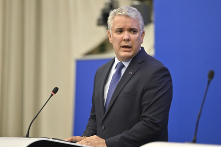 Pressekonferenz mit Iván Duque Márquez im EU-Parlament in Straßburg