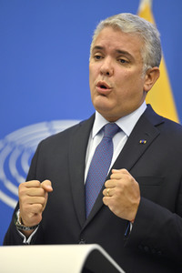 Pressekonferenz mit Iván Duque Márquez im EU-Parlament in Straßburg