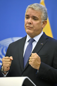Pressekonferenz mit Iván Duque Márquez im EU-Parlament in Straßburg