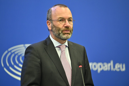 Pressebriefing der Fraktion EVP im EU-Parlament in Straßburg