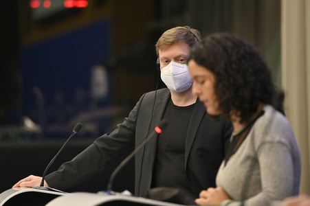 Pressebriefing der Fraktion GUE/NGL im EU-Parlament in Straßburg