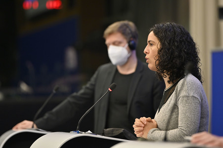 Pressebriefing der Fraktion GUE/NGL im EU-Parlament in Straßburg