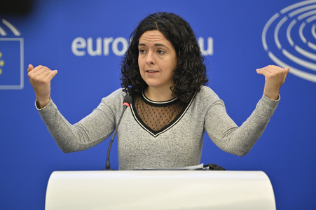 Pressebriefing der Fraktion GUE/NGL im EU-Parlament in Straßburg