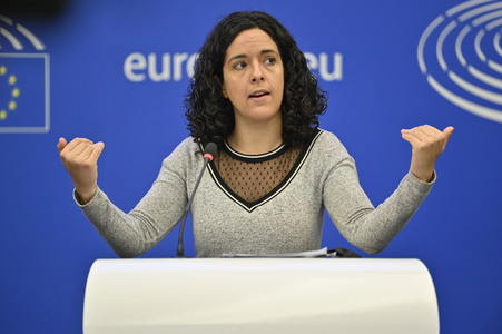 Pressebriefing der Fraktion GUE/NGL im EU-Parlament in Straßburg