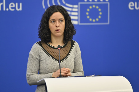Pressebriefing der Fraktion GUE/NGL im EU-Parlament in Straßburg