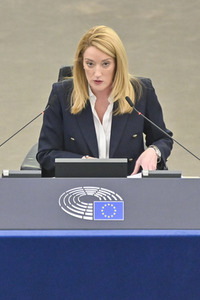Plenartagung zur militärischen Bedrohung der Ukraine durch Russland im EU-Parlament in Straßburg