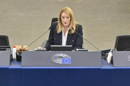 Plenartagung zur militärischen Bedrohung der Ukraine durch Russland im EU-Parlament in Straßburg
