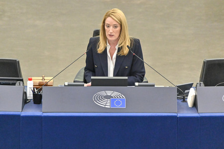 Plenartagung zur militärischen Bedrohung der Ukraine durch Russland im EU-Parlament in Straßburg