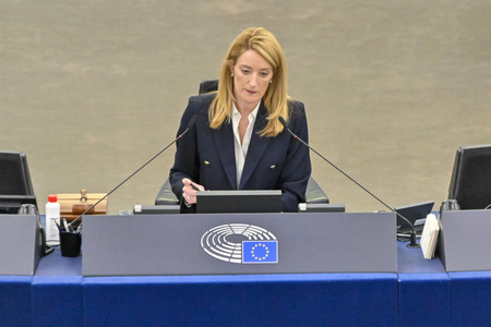 Plenartagung zur militärischen Bedrohung der Ukraine durch Russland im EU-Parlament in Straßburg