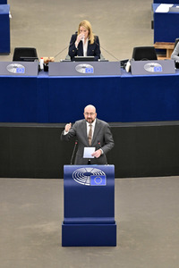 Plenartagung zur militärischen Bedrohung der Ukraine durch Russland im EU-Parlament in Straßburg