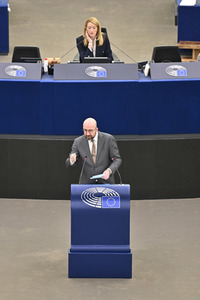 Plenartagung zur militärischen Bedrohung der Ukraine durch Russland im EU-Parlament in Straßburg