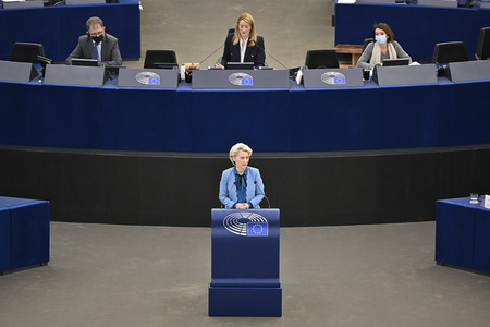 Plenartagung zur militärischen Bedrohung der Ukraine durch Russland im EU-Parlament in Straßburg