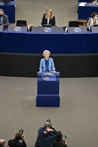 Plenartagung zur militärischen Bedrohung der Ukraine durch Russland im EU-Parlament in Straßburg