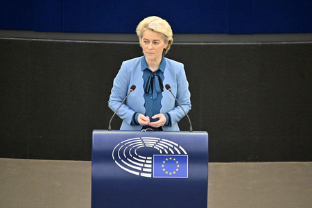 Plenartagung zur militärischen Bedrohung der Ukraine durch Russland im EU-Parlament in Straßburg