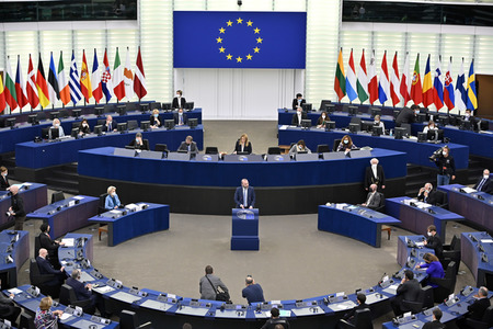 Plenartagung zur militärischen Bedrohung der Ukraine durch Russland im EU-Parlament in Straßburg