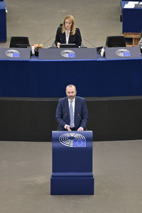 Plenartagung zur militärischen Bedrohung der Ukraine durch Russland im EU-Parlament in Straßburg