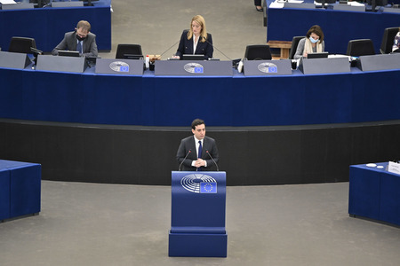 Plenartagung zur militärischen Bedrohung der Ukraine durch Russland im EU-Parlament in Straßburg