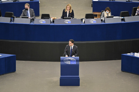 Plenartagung zur militärischen Bedrohung der Ukraine durch Russland im EU-Parlament in Straßburg