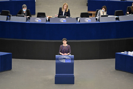 Plenartagung zur militärischen Bedrohung der Ukraine durch Russland im EU-Parlament in Straßburg