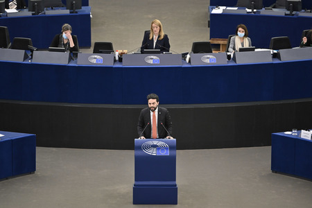 Plenartagung zur militärischen Bedrohung der Ukraine durch Russland im EU-Parlament in Straßburg