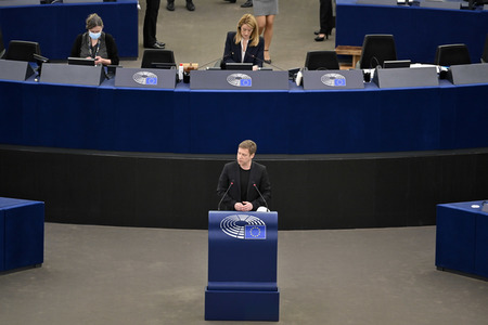 Plenartagung zur militärischen Bedrohung der Ukraine durch Russland im EU-Parlament in Straßburg