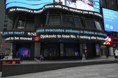 Impressionen aus New York nach dem Einmarsch Russlands in die Ukraine