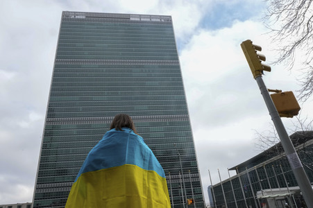 Ukraine Demo am Hauptquartier der Vereinten Nationen