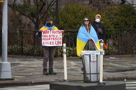 Ukraine Demo am Hauptquartier der Vereinten Nationen