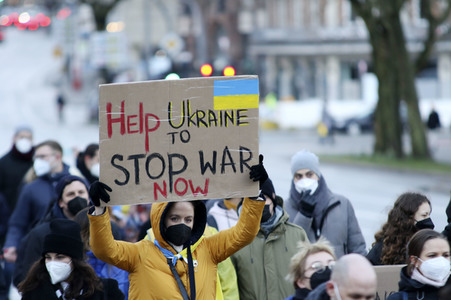Demonstration gegen den Krieg in der Ukraine in Hamburg