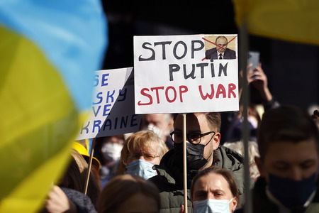 Demonstration gegen den Krieg in der Ukraine in Köln