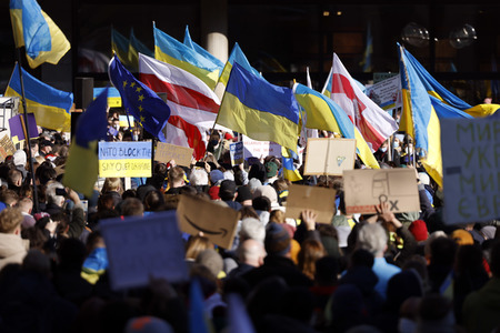 Demonstration gegen den Krieg in der Ukraine in Köln