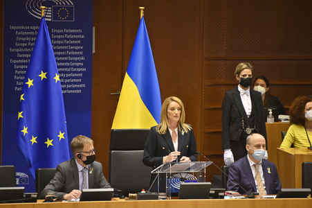 Debatte zur Aggression Russlands gegen die Ukraine im Europäischen Parlament in Brüssel