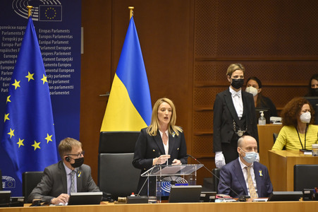 Debatte zur Aggression Russlands gegen die Ukraine im Europäischen Parlament in Brüssel