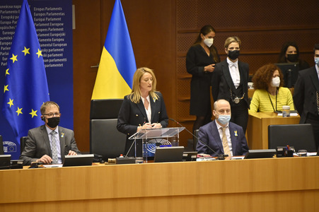 Debatte zur Aggression Russlands gegen die Ukraine im Europäischen Parlament in Brüssel