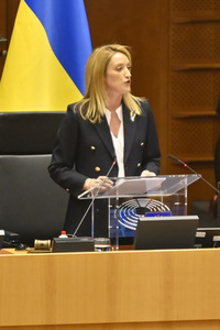 Debatte zur Aggression Russlands gegen die Ukraine im Europäischen Parlament in Brüssel