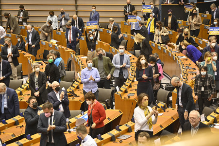 Debatte zur Aggression Russlands gegen die Ukraine im Europäischen Parlament in Brüssel