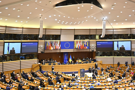 Debatte zur Aggression Russlands gegen die Ukraine im Europäischen Parlament in Brüssel